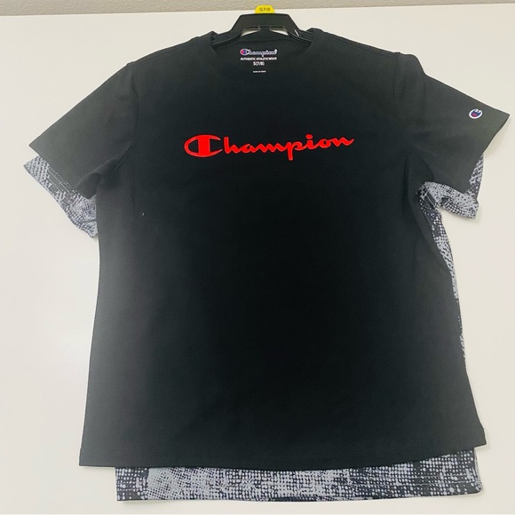Champion Youth Boys 2 Pack Active Tees Black/Grey, S-7/8, NWT - Picture 1 of 5